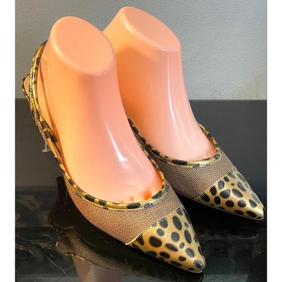 Talbots New slingbacks brown with leopard pattern 8.5 M Pointed Front Slip On - Picture 2 of 10